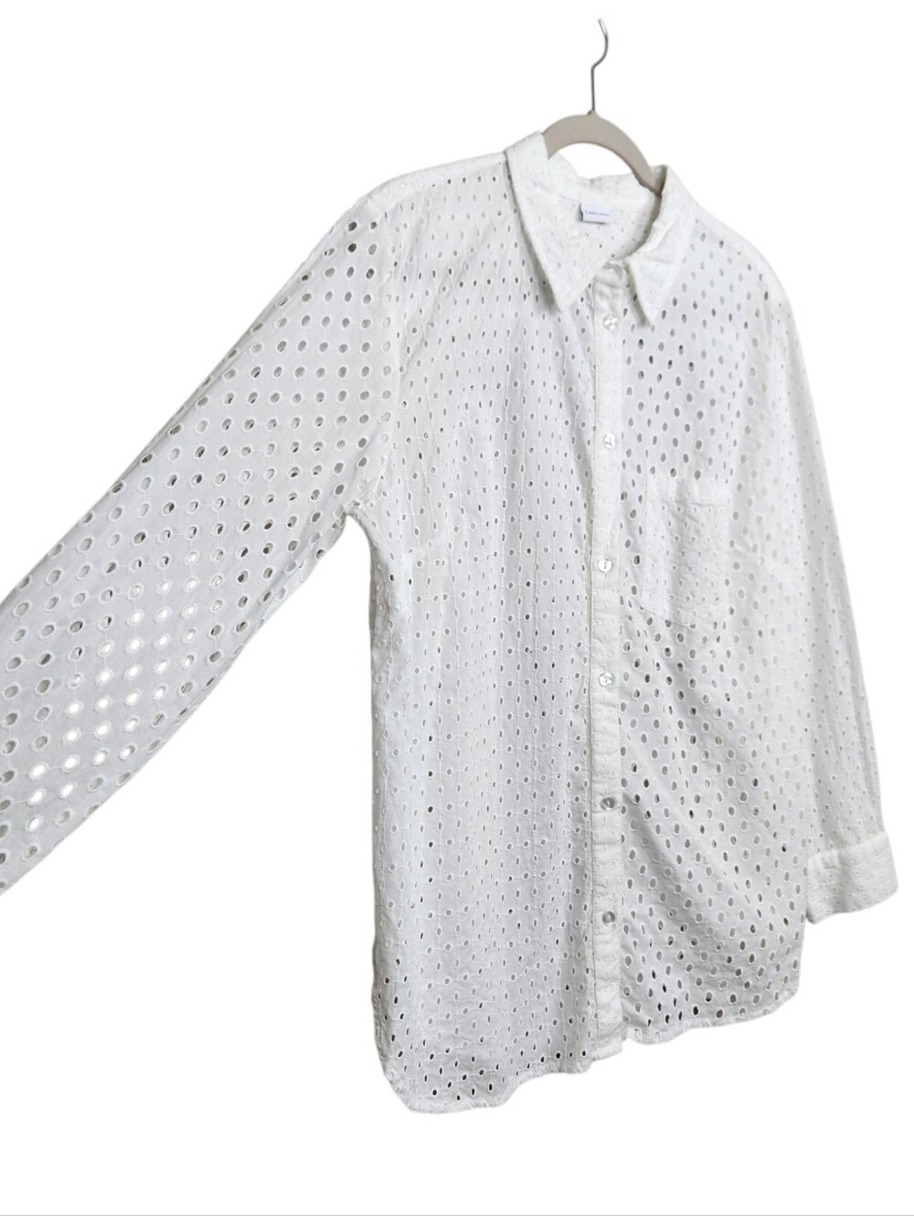 Lascana White Eyelet Button Up Long Sleeeve Collared Blouse Womens Size 12 - Picture 4 of 12